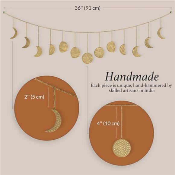 Moon Phase, Gold Wall Decor for Bedroom & Living Room, Bohemian Wall Decor - Picture 5 of 7